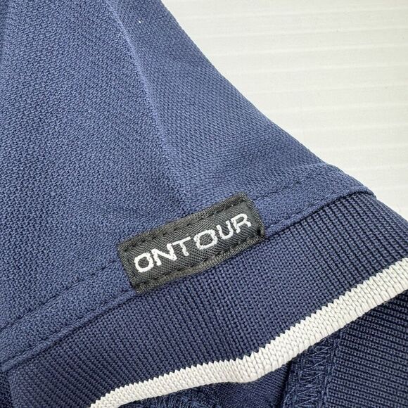 On Tour Blue WEBtech Golf Polo Womens XS Navy Silver Trim Moisture Management - Picture 4 of 7